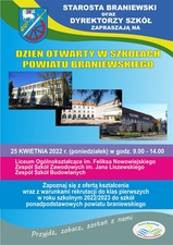 Plakat promujący dni otwarte szkoły
